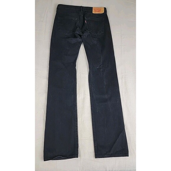 Levis 501 Jeans Mens 38x34 Straight Button Fly Black Cotton Mid Rise Distressed - Picture 15 of 16